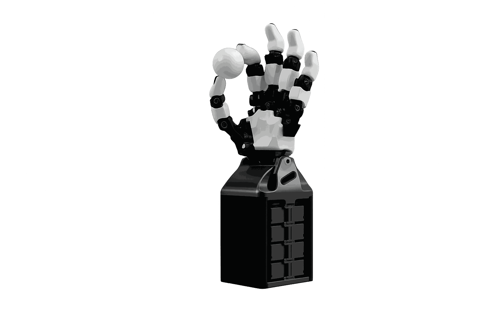ORCA v1, the open source hand Palma builds on. Shown as a render.